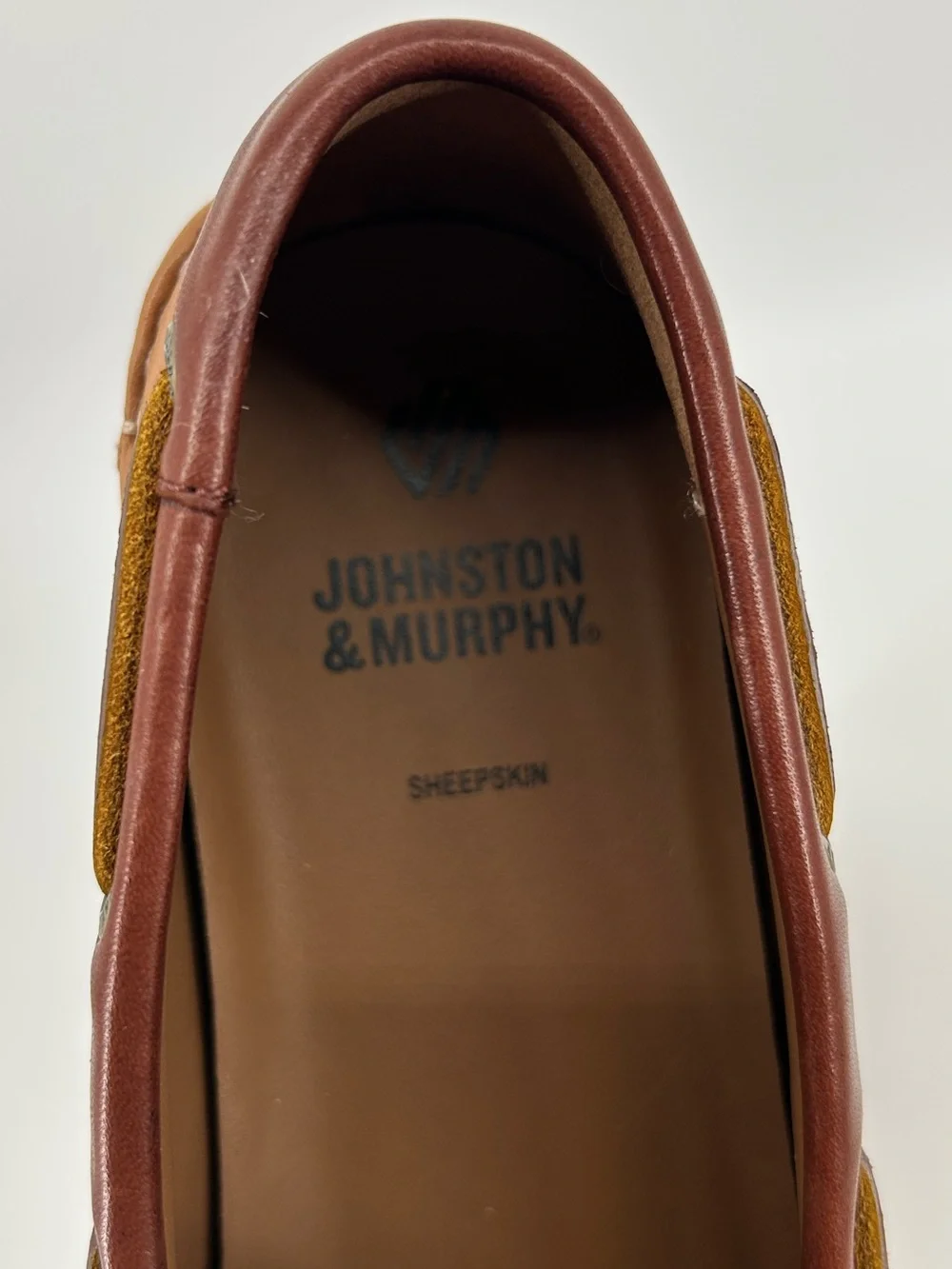 NWOB Johnston & Murphy Monaco 2-eye boat shoe tan multi glove leather sheep 8.5